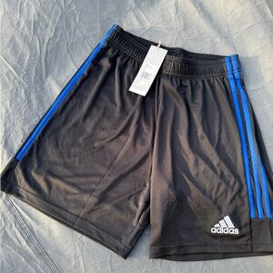 adidas Men’s Black Athletic Shorts with Blue Trim